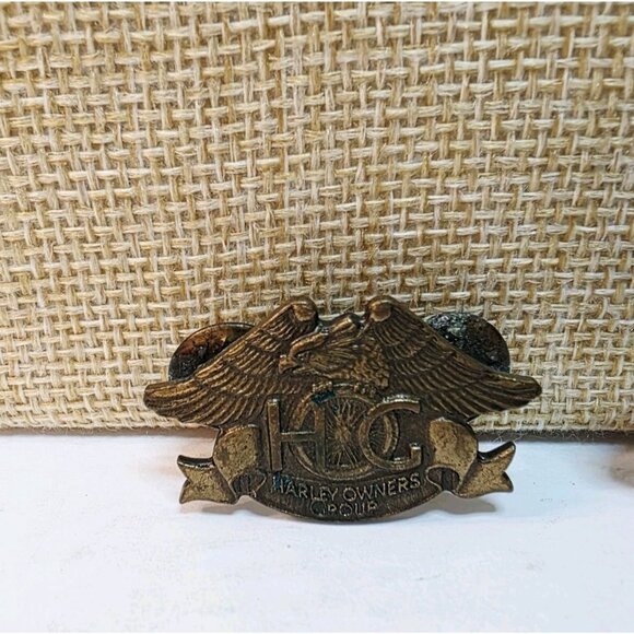 2 Vtg Harley Owners Group Motorcycle HOGS Gold Tone lapel Pins 1983, 2001 - Picture 2 of 4